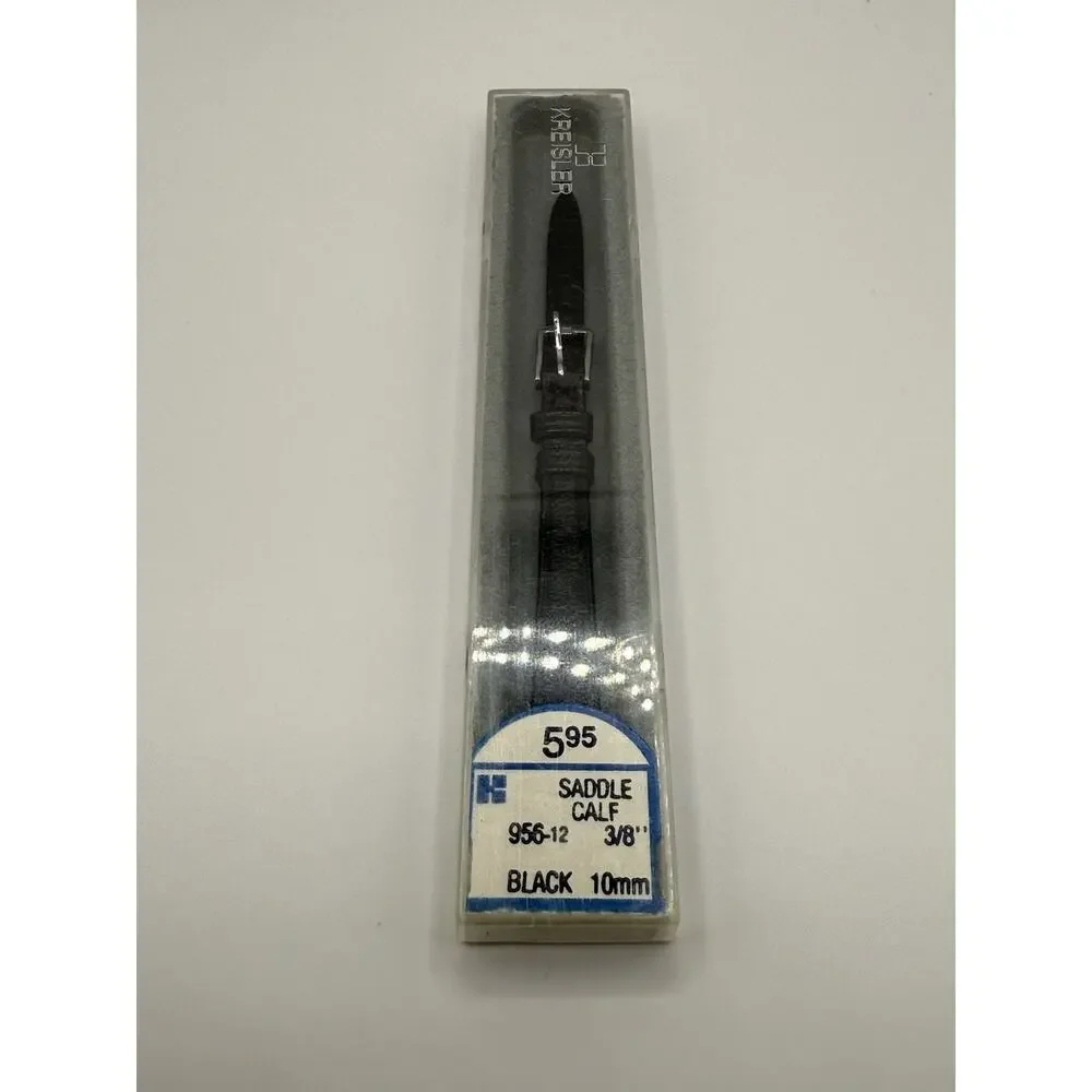 10mm KREISLER Saddle Calf Black NOS Vintage Watch Band & Silver-Tone Buckle